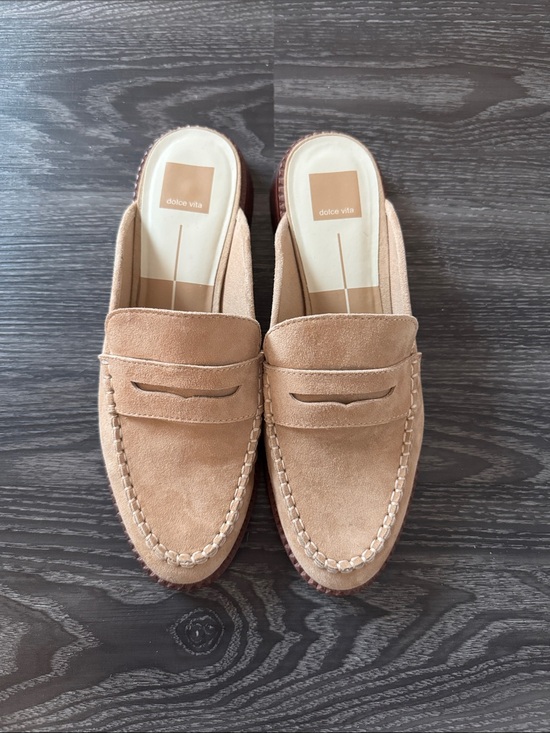 Dolce Vita Shoes - Dolce Vita Tan Suede Penny Mule Loafers
